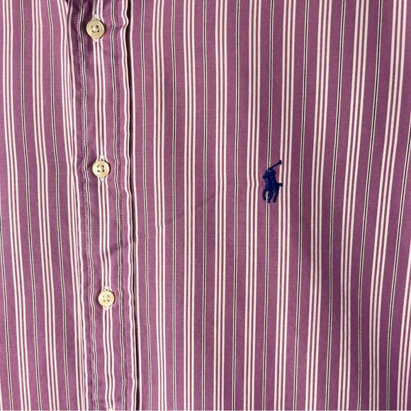 Vintage Ralph Lauren Classic Fit Purple/White Striped Dress Shirt 16 (32-33) - Picture 4 of 6